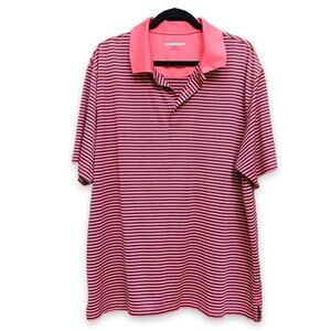 Roundtree & Yorke Performance Orange Navy Stripe Golf Polo Shirt Mens Size XXL